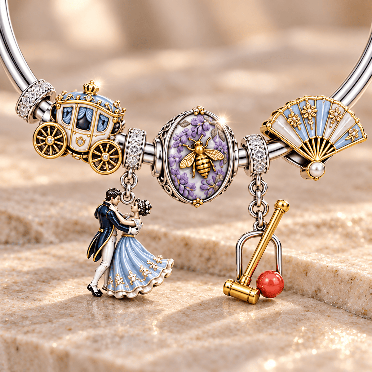 BDGT Sliver Charm Bracelet Set TMH