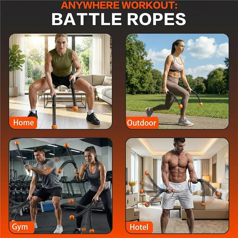 Portable And Low-Impact Cardio Training Equipment, Cordless Battle Rope Home Gym