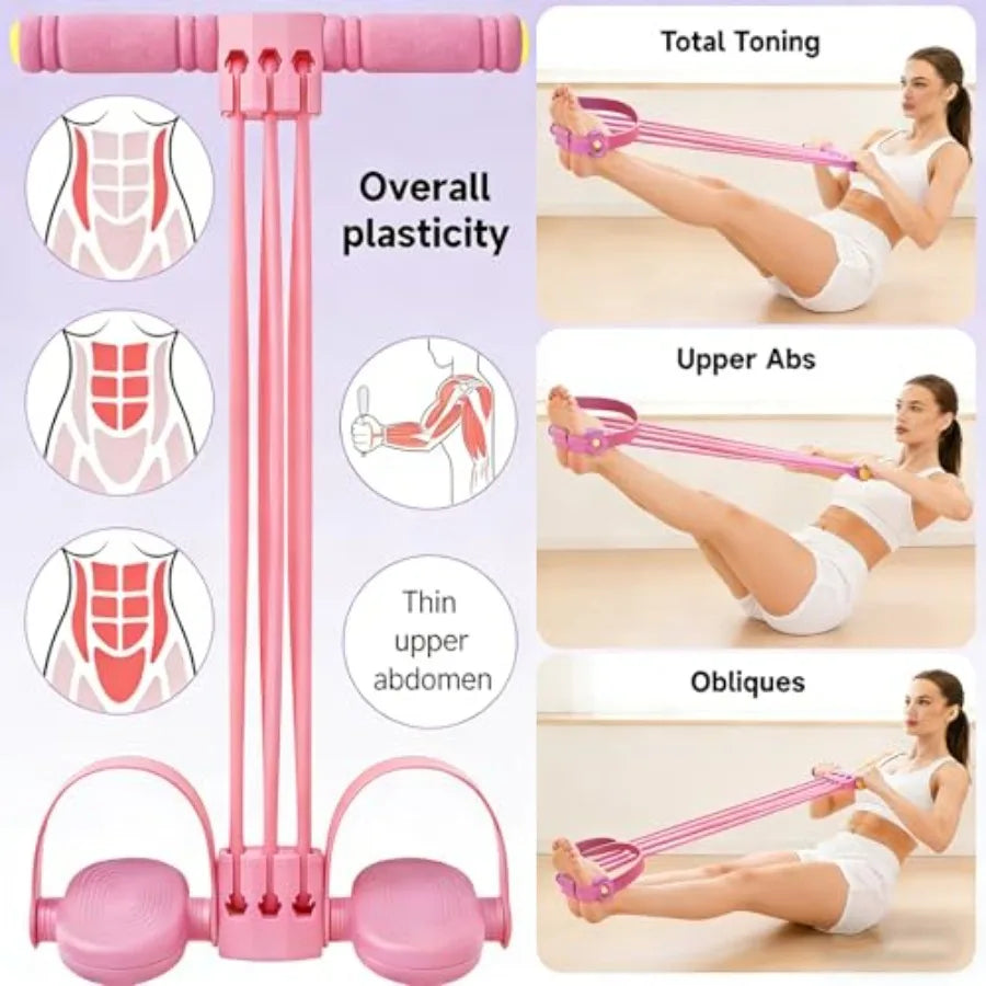 Upgraded Pedal Resistance Band with Handle, 6-Tube Multifunction Stretching Workout Band for Yoga, Home Workout Equipment, Devi